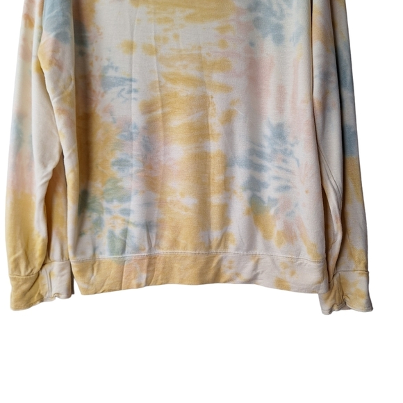 Knox Rose Medium Yellow Tie Dye Pastel Multicolor Long Ruffle Trim Sleeve Top - Picture 4 of 9